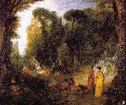 WATTEAU, Antoine Gathering by the Fountain of Neptune painting